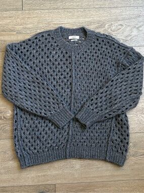 Étoile Isabel Marant Tiana Open-Knit Crewneck Sweater Blue Gray French Size 38